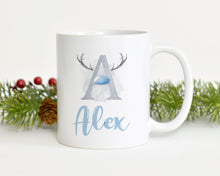 Load image into Gallery viewer, Antler, christmas personalised Alphabet Mug
